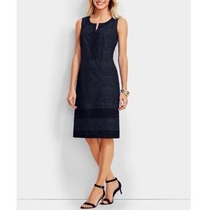 Talbots Navy Eyelet Shift Dress